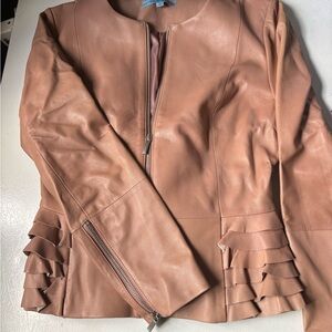 ANTONIO MELANI Tan Leather Motorcycle Jacket